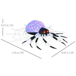 Rackhams 5FT Long Halloween Inflatable Spider, Hanging Giant Spider with Colourful LED Light, Blow-Up Outdoor LED Garden Display for Lawn, Party - thumbnail 3