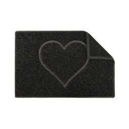 Rackhams Heart Medium Embossed Doormat in Black with Open Back - Black - Vinyl - 1 - thumbnail 2