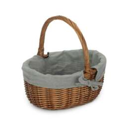 Rackhams Double Steamed Oval Wicker Shopping Basket - Grey