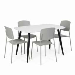 Rackhams Aspen Dining Set - White Rectangular Table & 4 Academy Dining Chairs - Black - thumbnail 3