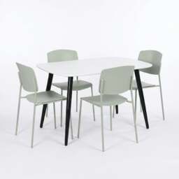 Rackhams Aspen Dining Set - White Rectangular Table & 4 Academy Dining Chairs - Black - thumbnail 2