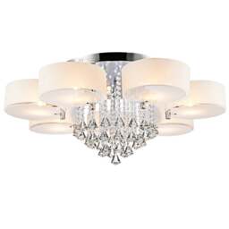 Rackhams Ceiling Light Semi-Flush Mount, Cylindrical Acrylic Lampshades, Crystal Drops - 7 cylindrical shades - thumbnail 4