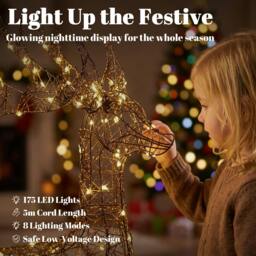 Rackhams Lighted Reindeer and Sleigh Set, Outdoor Christmas Decoration - thumbnail 5