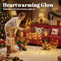Rackhams Lighted Reindeer and Sleigh Set, Outdoor Christmas Decoration - thumbnail 4