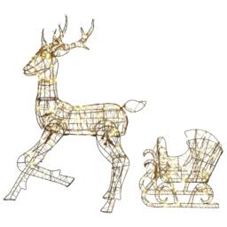 Rackhams Lighted Reindeer and Sleigh Set, Outdoor Christmas Decoration - thumbnail 2