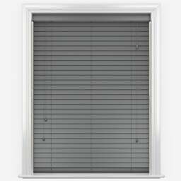 Rackhams Smooth Grey Faux Wood Fine Grain Venetian Blinds with Strings - 240cm