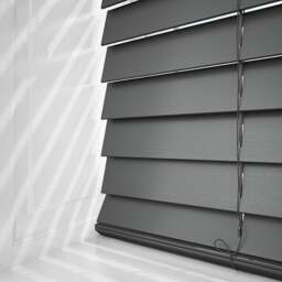 Rackhams Smooth Grey Faux Wood Fine Grain Venetian Blinds with Strings - 240cm - thumbnail 2