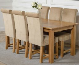 Rackhams Oslo 180 x 90cm Large Oak Dining Set with Washington Fabric Chairs - 6 chairs - Black - thumbnail 5