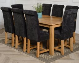Rackhams Oslo 180 x 90cm Large Oak Dining Set with Washington Fabric Chairs - 6 chairs - Black - thumbnail 4