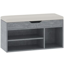 Rackhams Sit-On Shoe Storage Unit w/ Hidden Compartment Handles Grey, Oak - Oak - thumbnail 6