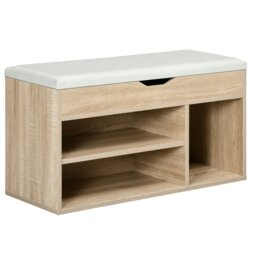 Rackhams Sit-On Shoe Storage Unit w/ Hidden Compartment Handles Grey, Oak - Oak - thumbnail 2
