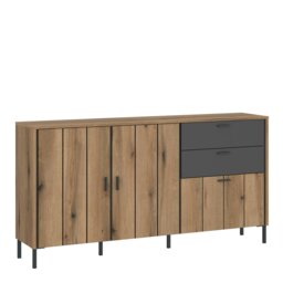 Rackhams Arundel Sideboard 2 Door 1 Flap 2 Drawer in Oak/Grey - Brown - 158.2 - 1
