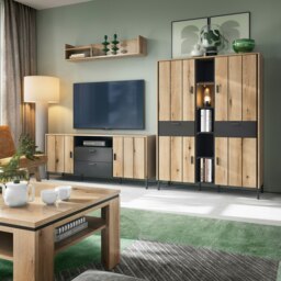 Rackhams Arundel Sideboard 2 Door 1 Flap 2 Drawer in Oak/Grey - Brown - 158.2 - 1 - thumbnail 3
