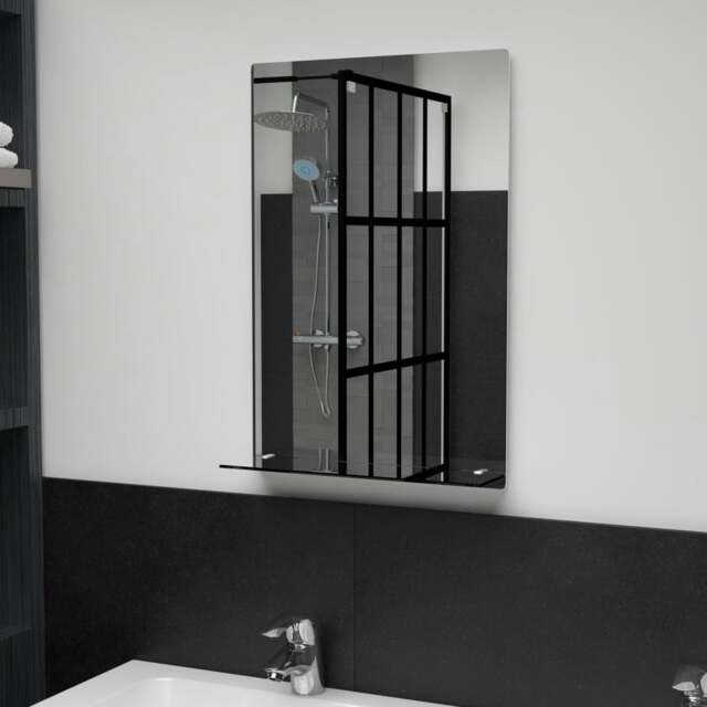 Rackhams Wall Mirror with Shelf 40x60 cm Tempered Glass