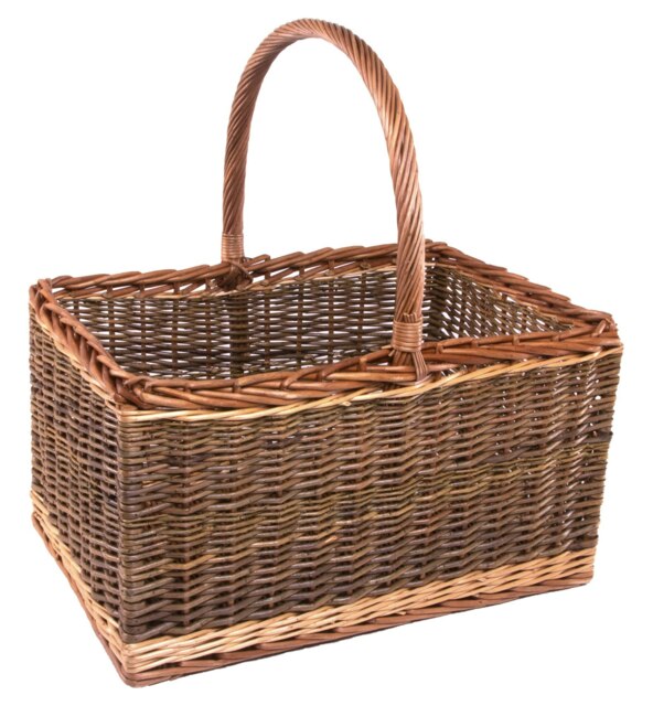 Rackhams Bakers Wicker Shopping Basket Green Finish