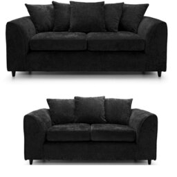 Rackhams Dylan Chenille 3+2 Seater Fabric Sofa in Black - 3 Seater - thumbnail 2