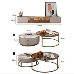 Rackhams Eden II Living Room Coffee Table Set, TV Stand - TV Stand - thumbnail 6