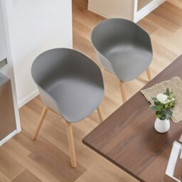 Rackhams Livingandhome Modern Gray Plastic Chair with Heat Transfer-Printed Legs, Set of Four - thumbnail 3