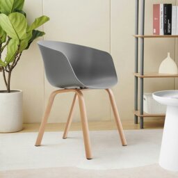 Rackhams Livingandhome Modern Gray Plastic Chair with Heat Transfer-Printed Legs, Set of Four - thumbnail 1