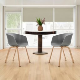 Rackhams Livingandhome Modern Gray Plastic Chair with Heat Transfer-Printed Legs, Set of Four - thumbnail 2