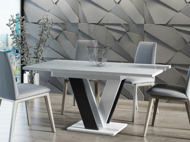 Rackhams Extendable Dining Table 4-6 Seater MASIV White Gloss Black Gloss - image 1