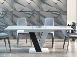 Rackhams Extendable Dining Table 4-6 Seater MASIV White Gloss Black Gloss - thumbnail 2