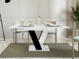 Rackhams Extendable Dining Table 4-6 Seater MASIV White Gloss Black Gloss - thumbnail 4