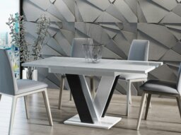 Rackhams Extendable Dining Table 4-6 Seater MASIV White Gloss Black Gloss - thumbnail 1