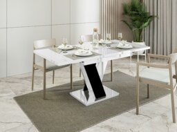 Rackhams Extendable Dining Table 4-6 Seater MASIV White Gloss Black Gloss - thumbnail 3