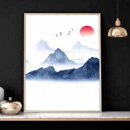Rackhams Japanese wall art - set of 3 framed wall art - 20 x 30 in / 50 x 76 cm - Satin Photo paper 280 gsm - Oak Frame - thumbnail 5