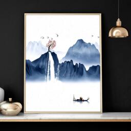Rackhams Japanese wall art - set of 3 framed wall art - 20 x 30 in / 50 x 76 cm - Satin Photo paper 280 gsm - Oak Frame - thumbnail 6