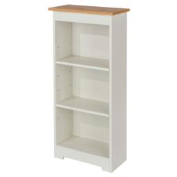 Rackhams Colorado 3-Shelf Low Narrow Bookcase - Soft White
