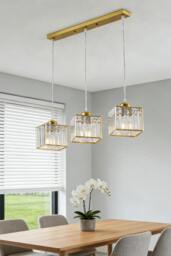 Rackhams 3-Light Crystal Ceiling Pendant Light Chandelier - Gold - One Size - thumbnail 1