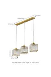 Rackhams 3-Light Crystal Ceiling Pendant Light Chandelier - Gold - One Size - thumbnail 2