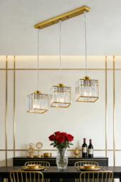 Rackhams 3-Light Crystal Ceiling Pendant Light Chandelier - Gold - One Size - thumbnail 4