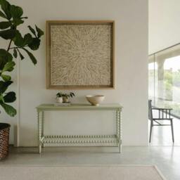 Rackhams Cromwell Large Console table with Bobbin Design - Pale Olive, Green - thumbnail 1