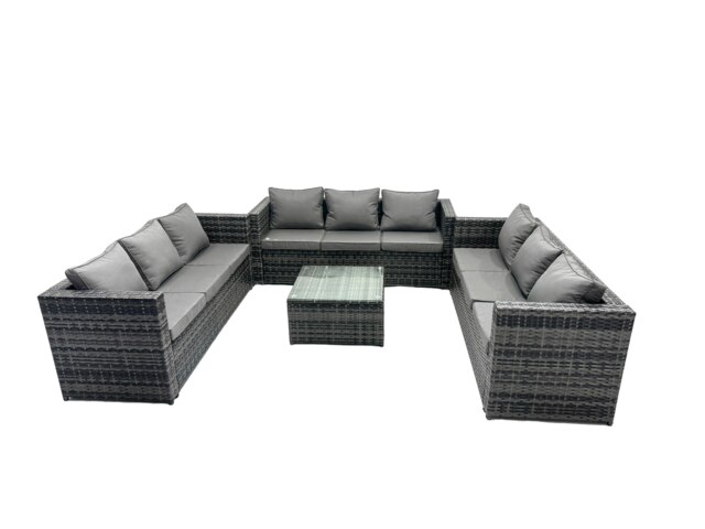 Rackhams Outdoor Rattan Garden Furniture Lounge Sofa Set With Square Coffee Table - image 1
