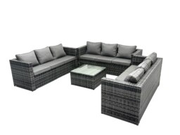 Rackhams Outdoor Rattan Garden Furniture Lounge Sofa Set With Square Coffee Table - thumbnail 2