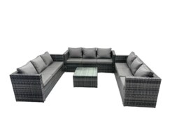 Rackhams Outdoor Rattan Garden Furniture Lounge Sofa Set With Square Coffee Table - thumbnail 1