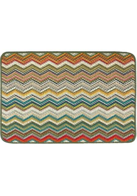 Rackhams Candy Multi Green ZigZag Mat - 67X100 cm - image 1