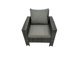 Rackhams 8 Seater Rattan Furniture Set with Dining Table, Sofa, Side Table, 2 Chairs & 4 Stools - Dark Grey - thumbnail 3