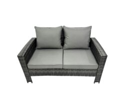 Rackhams 8 Seater Rattan Furniture Set with Dining Table, Sofa, Side Table, 2 Chairs & 4 Stools - Dark Grey - thumbnail 4