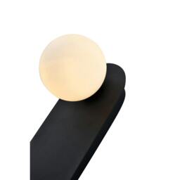 Rackhams Matte Sand Black LED Wall Light with Opal White Spherical Glass Shade - thumbnail 3