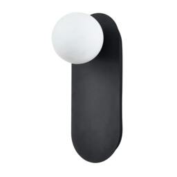 Rackhams Matte Sand Black LED Wall Light with Opal White Spherical Glass Shade - thumbnail 2