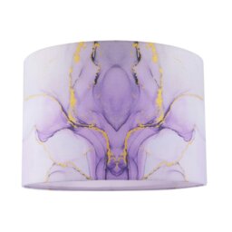 Rackhams Designer Drum Lamp Shade in Marble Effect Cotton Fabric in Soft Lilac and Purple