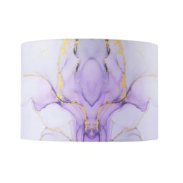 Rackhams Designer Drum Lamp Shade in Marble Effect Cotton Fabric in Soft Lilac and Purple - thumbnail 2
