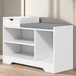 Rackhams Industrial Shoe Storage Bench With 3 Open Shelves White - thumbnail 2