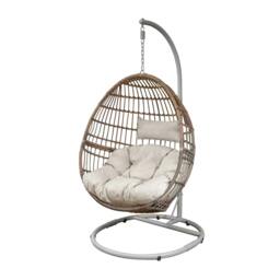 Rackhams Egg Hanging Swing Chair, Wicker Rattan Basket, Steel Frame, Single - DG60 - thumbnail 2