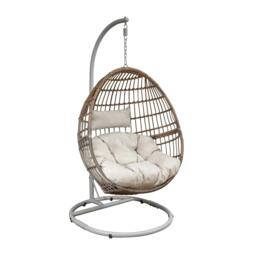 Rackhams Egg Hanging Swing Chair, Wicker Rattan Basket, Steel Frame, Single - DG60 - thumbnail 6