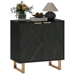 Rackhams Sideboard, Buffet Cabinet with 2 Doors and Adjustable Shelves, Black - Black - thumbnail 2
